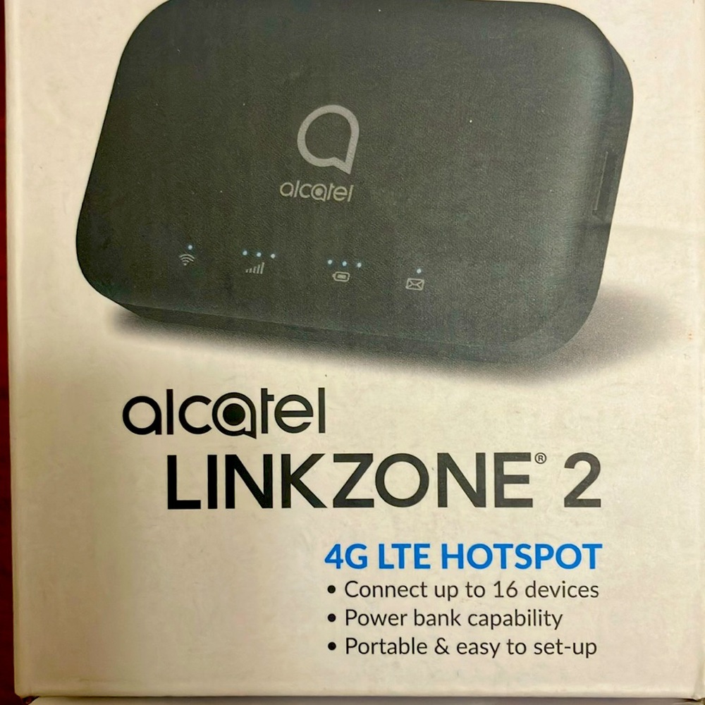 Alcatel Link Zone 2 4G LTE Portable Hotspot.  Connect up to 16 Devices